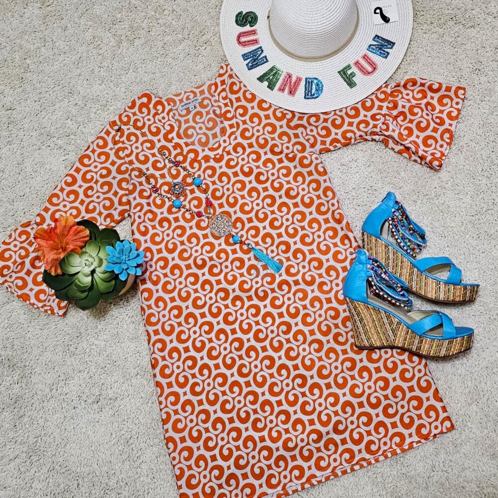 Buckhead Betties Prep Rally Orange & White Parker Dress Size Medium. - Picture 11 of 11